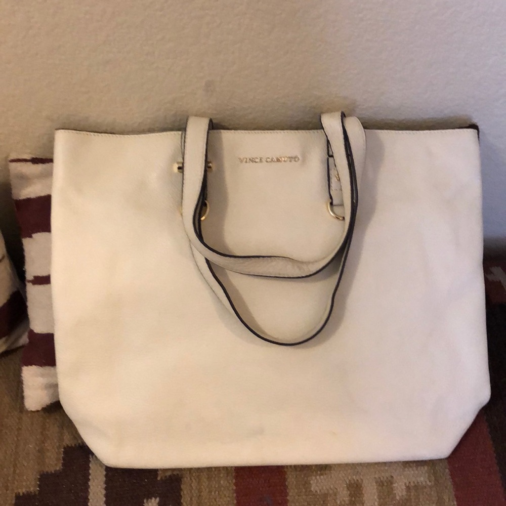 Vince camuto tote cream colored with gold hardware